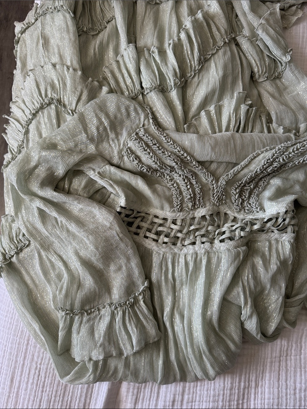 Free People Pale Mint Green Tiered Ruffle Maxi Dress - Picture 2 of 5